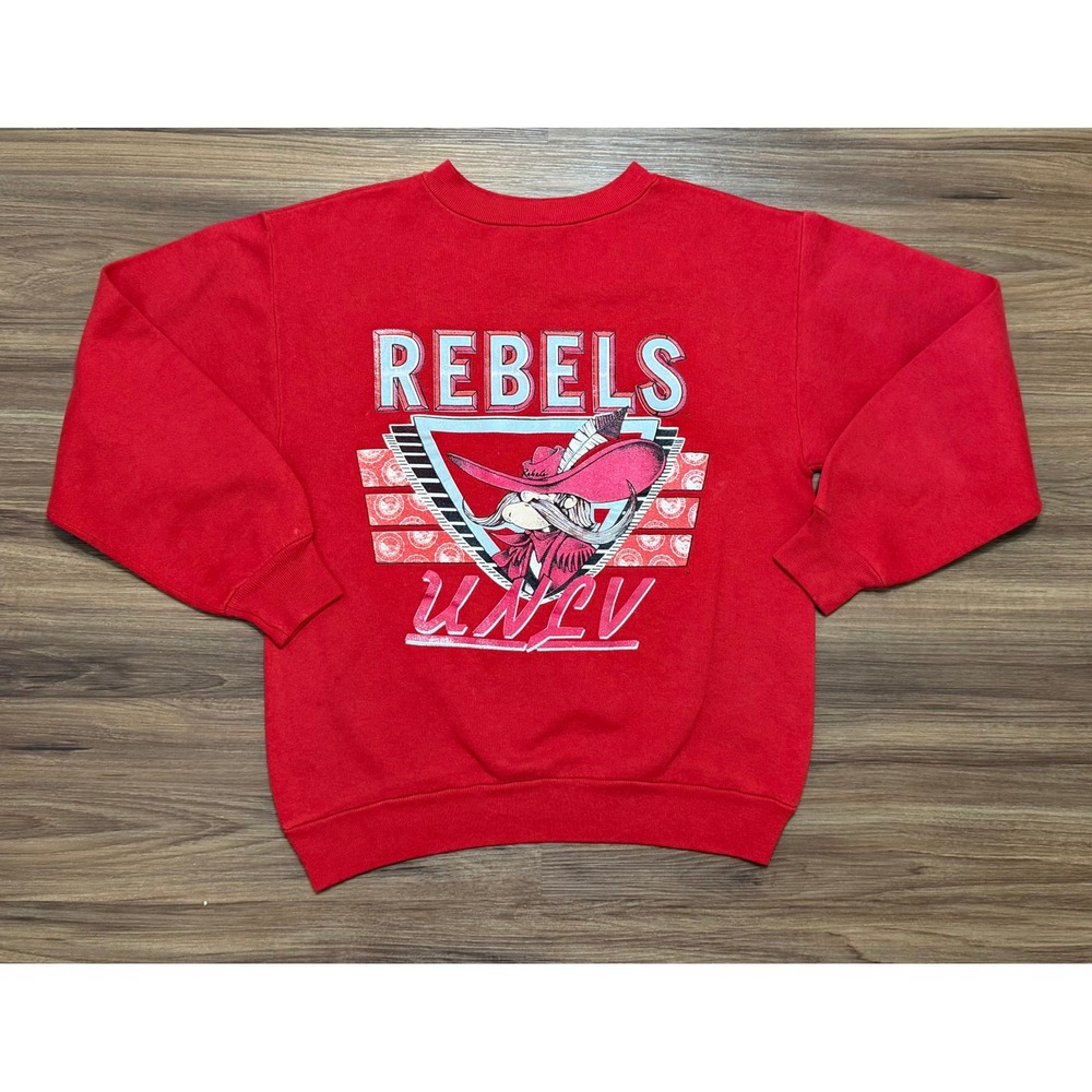Vintage Jerzees UNLV Rebels Mascot Crewneck Sweatshirt Mens Sz Medium Red USA